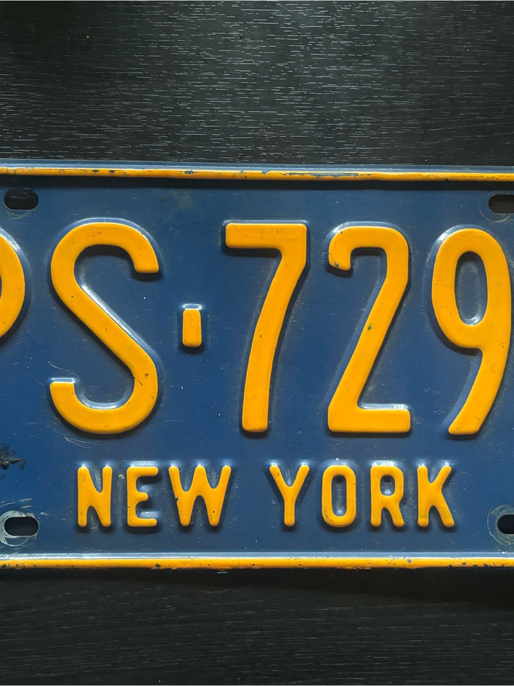Vintage Blue and Yellow New York License Plate Wall Decor
